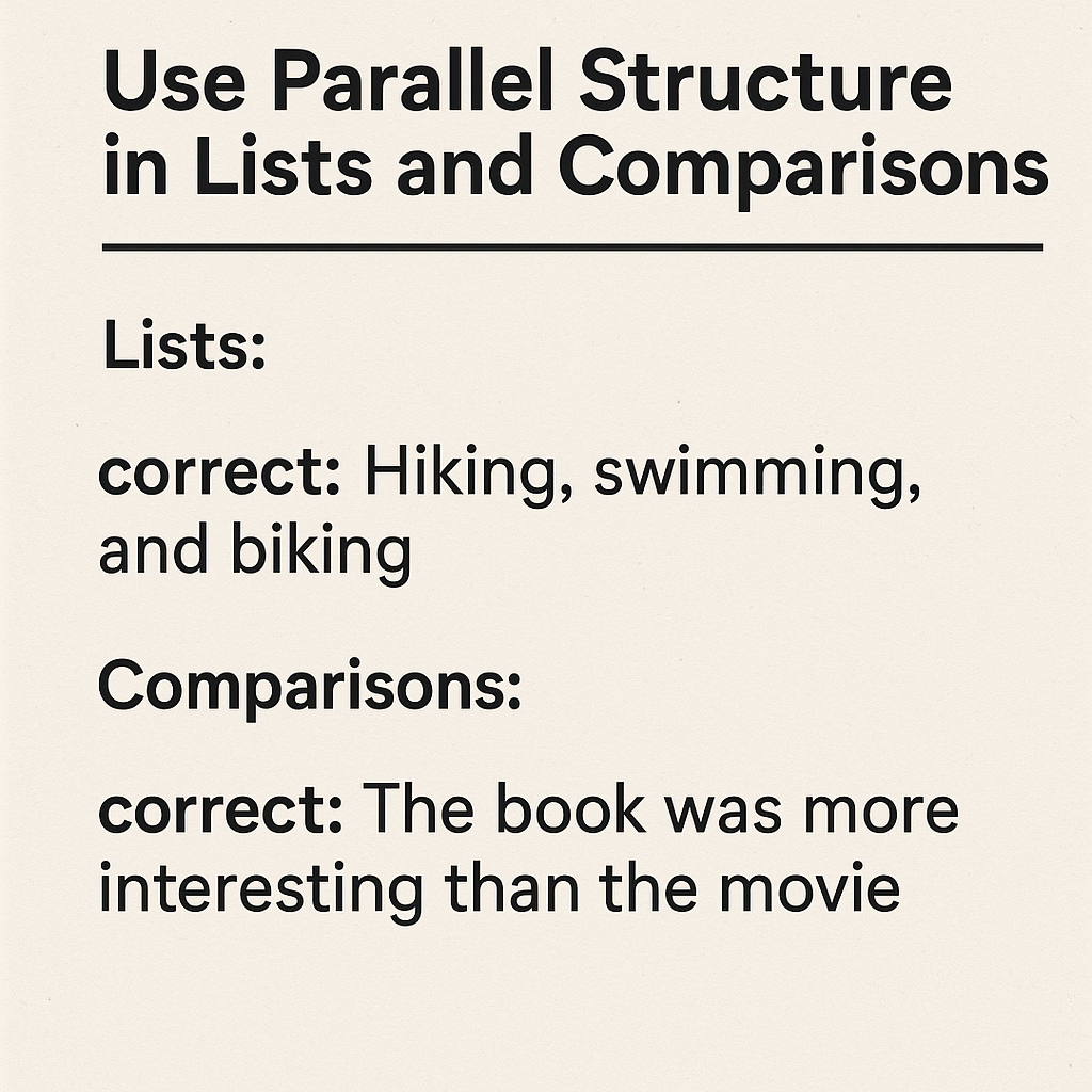 Parallel Structure Rule-In Lists and Comparisons