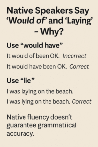 Native Speakers Say "Would of" and "Laying" – Why?