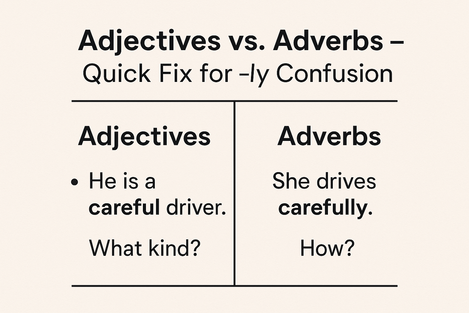 Adjectives vs. Adverbs – Quick Fix for -ly Confusion