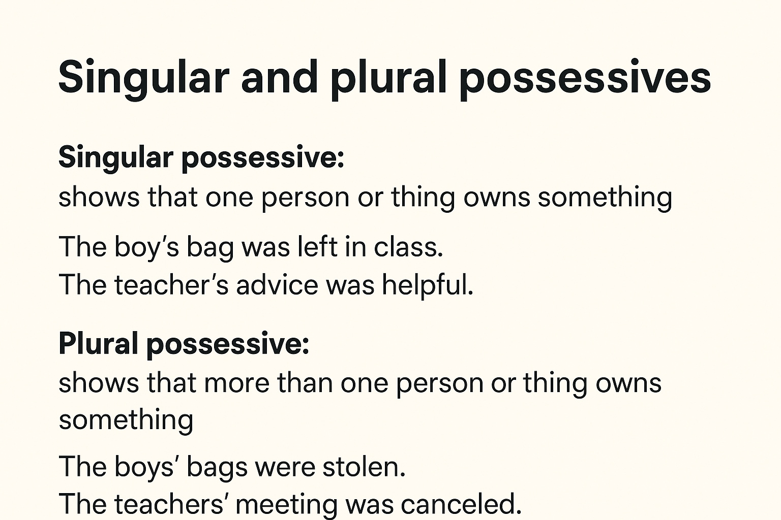 singular and plural possessives